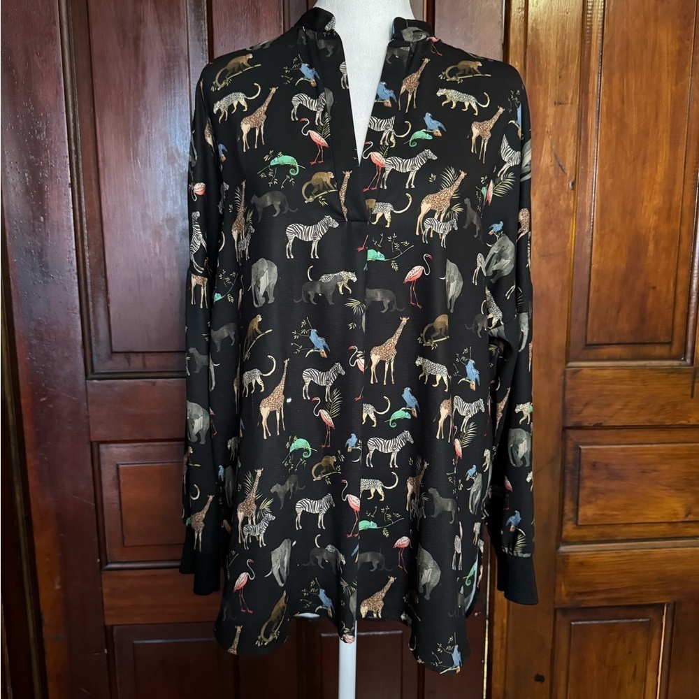 Zara Basic Animal Safari Print Tunic Top Size Large *See Notes*